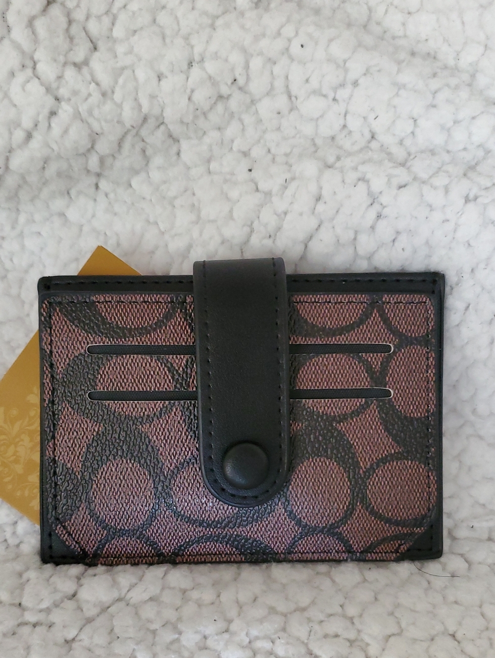 Pink Signature Card Case with Black Snap Strap